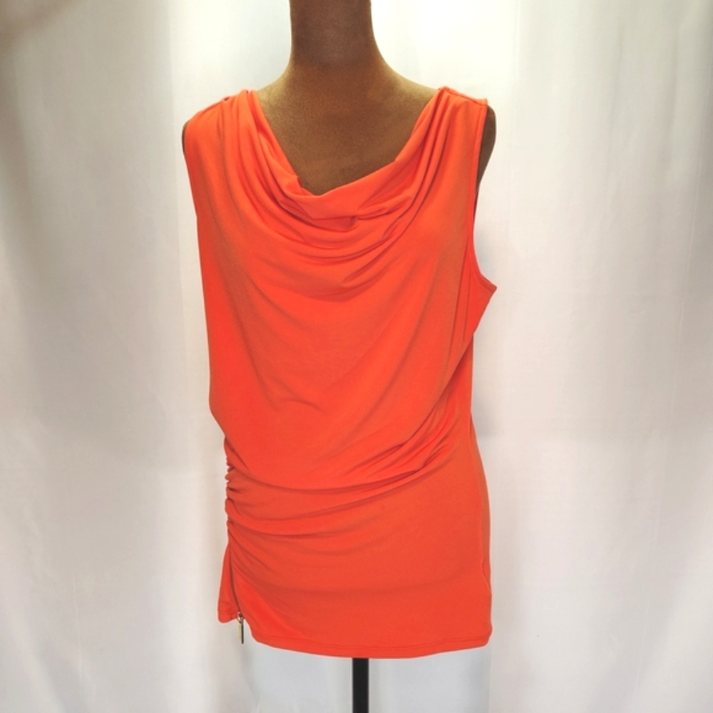 Michael Kors Vibrant Orange Drape Neck Tank Top